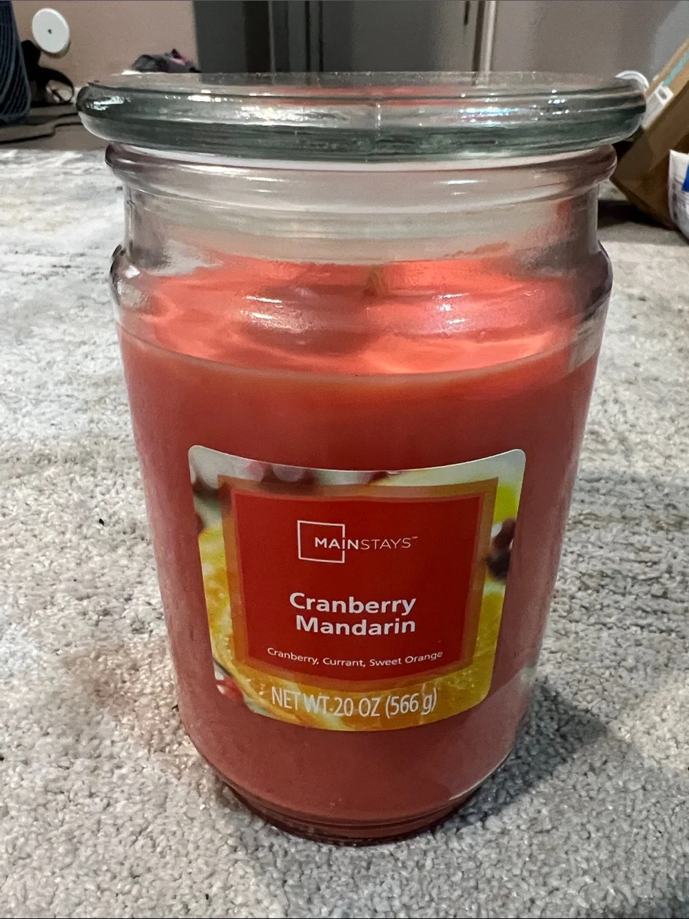 Mainstays Cranberry Mandarin Jar Candle - Red 20oz z25